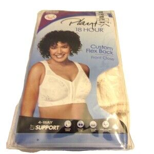 Playtex 18 Hour Bra 4695 Sz. 44B Wirefree Ivory Light Beige Four-Way Support New